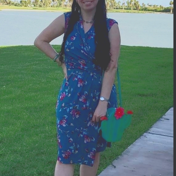 TALBOTS S curvy draped floral professional dress modest - Picture 13 of 13